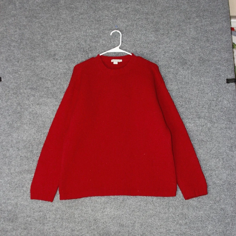 J Crew Sweater Mens M Red Wool Crewneck Pullover Knit‎ Long Sleeve Luxury